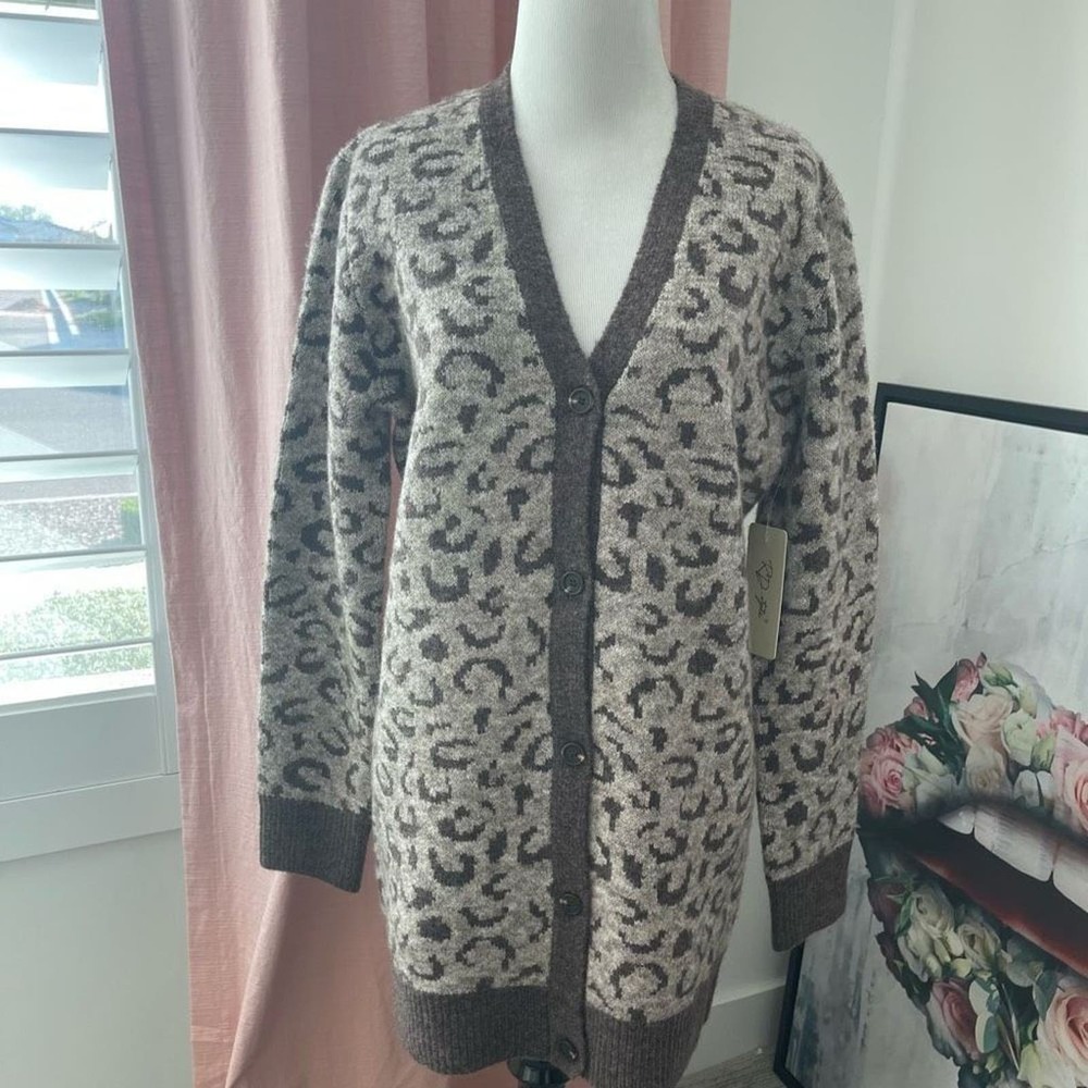 NWT RD Style Leopard Print Cardigan Sweater